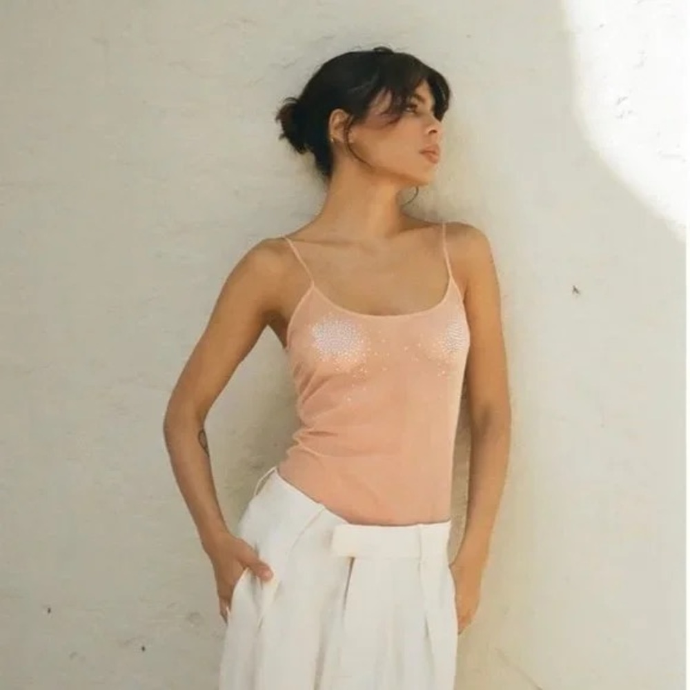 Zara jewel embellished spaghetti strap bodysuit